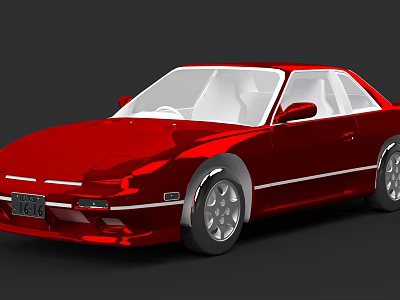 Red Two Door Sports Car With Sleek Design Silver Wheels And White Windows 3d model