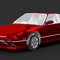Red Two Door Sports Car With Sleek Design Silver Wheels And White Windows