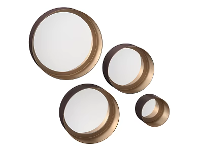 Round Gold Framed Mirrors In Various Sizes For Modern Home Decor 3d model