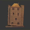 Detailed Historical Building Model With Stone Brick Archway Towers Windows And Chimney