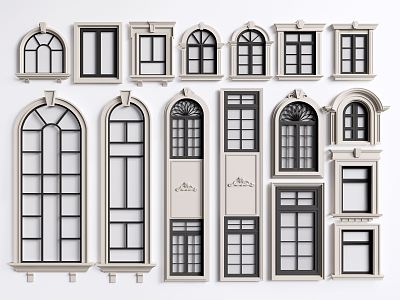 European-style window combination casement window 3d model