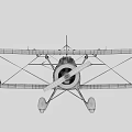 Red Biplane Passenger Plane with Wind Turbines and Mountains in Cloudy Sky