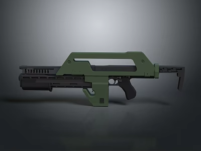 Sci Fi Green Rifle With Futuristic Design Barrel Grip And Stock 3d model