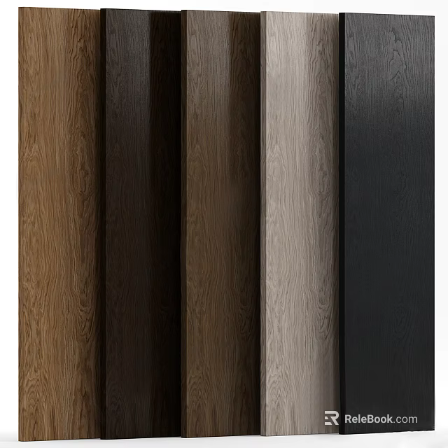 Wooden Wall Paneling in Brown Grey and Black Tones for Modern Interior Design 3d model 