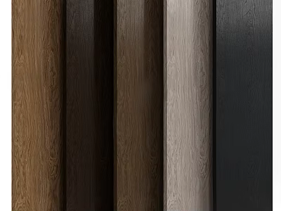 Wooden Wall Paneling in Brown Grey and Black Tones for Modern Interior Design 3d model