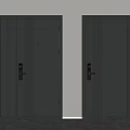 Black Modern Security Doors With Vertical Stripes And Smart Lock Design 3d model