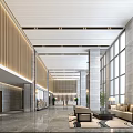 New Chinese Hall Hotel Lobby Hall Reception Desk Reception Sofa 3d model