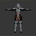 Game Movie Warrior Character With Metallic Armor 3D Model And Outstretched Arms Design
