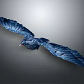 Blue Bird Flying With Spread Wings Against Dark Gray Background 3d model