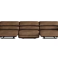 Brown Leather Sectional Sofa with Reclining Seats and Modern Design for Living Room