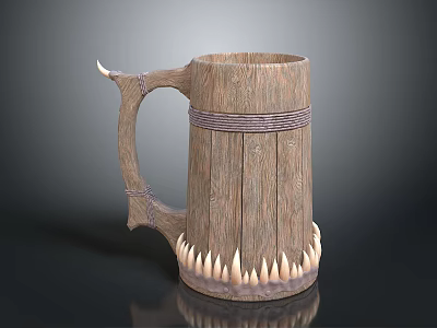 Orc Wine Glass Wine Glass Wooden Wine Glass Carving Beast Mouth Drink Container 3d model