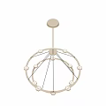 Modern Double Ring Chandelier With Transparent Glass Globe Bulbs And Metal Frame