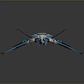 Futuristic Spaceship 3D Model With Blue Glowing Accents And Aerodynamic Design