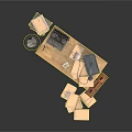 Vintage Office Scene With Wooden Desk Typewriter Radio And Scattered Papers