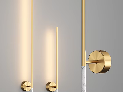 Modern Gold Metal Wall Lamp With Long Strip Light And Round Base Design 3d model