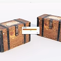 Vintage Wooden Trunks With Weathered Finish Black Straps And Metal Latches