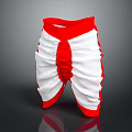 Stylish White And Red Ruffled Shorts With Elastic Red Waistband Design