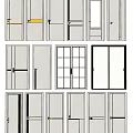 Various Modern Swing Doors With Glass Panels And Simple Frames For Home Interior 3d model