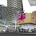 Modern Urban Architecture With Greenery Covered Buildings And Commercial Shopping Area