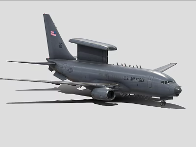 US Air Force Military Aircraft Featuring Radar Dome And Antenna System 3d model