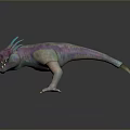 Colorful Fantasy Mythical Creature 3D Model With Blue Horns Red Eyes Sharp Teeth And Claws