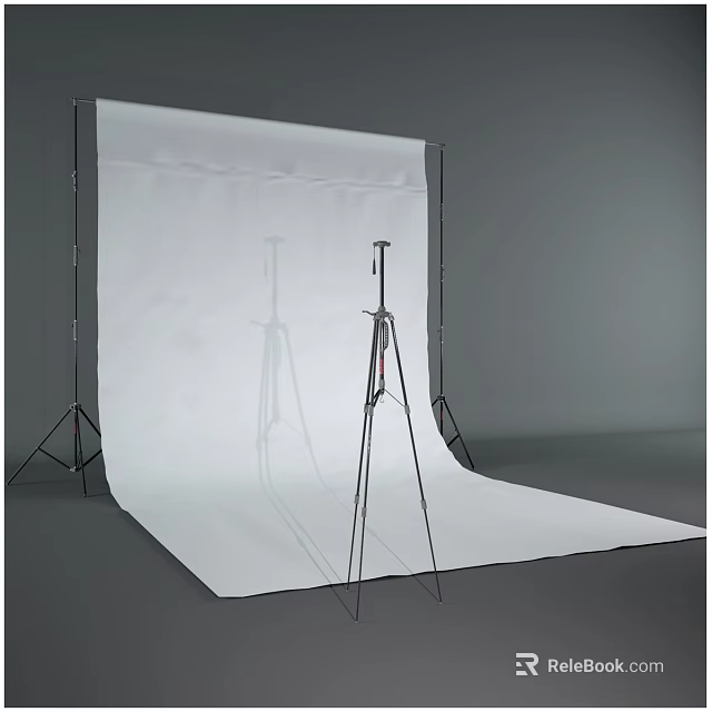 Commercial Photography Studio Equipment With White Backdrop Tripod And Stands 3d model 