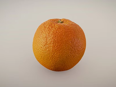 Fresh Ripe Orange With Textured Skin On Light Gray Background 3d model
