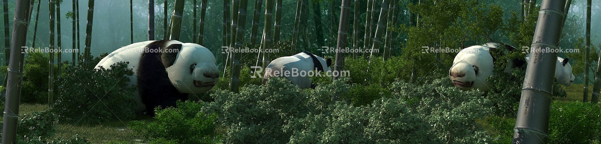 Bamboo Panda Bamboo Sea 3d model