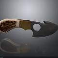 Handcrafted Metal Blade Knife Featuring Wooden Handle And Circular Hole Design