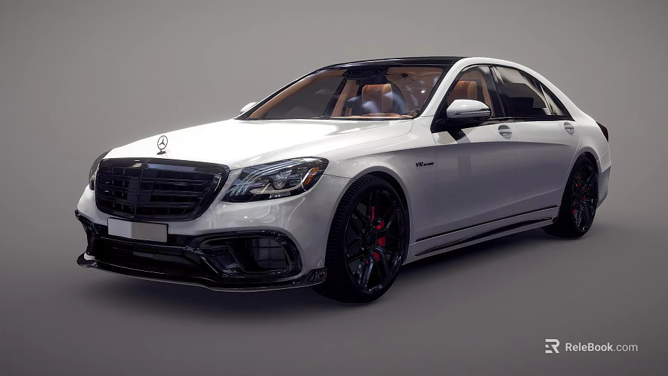 White Mercedes Benz Luxury Sedan With Sporty Look 3d model 