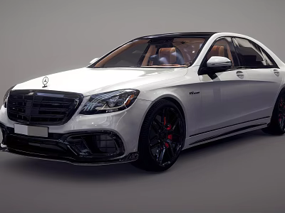 White Mercedes Benz Luxury Sedan With Sporty Look 3d model
