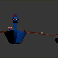 Traditional Blue Dragon Boat With Dragon Head Decoration Red Seats And Paddles