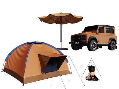Sturdy Outdoor Camping Canopy with Sun Protection for Tent SUV and Campfire Setup 3d model