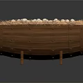 Wooden Container Filled With Straw And White Eggs On Dark Background