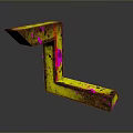 L Shaped Decorative Household Item With Yellow Brown Body Pink Black Spots On Reflective Surface