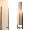 Stylish Modern Floor Lamp With Wooden Stand Fabric Shade And Gold Accents For Home Decor