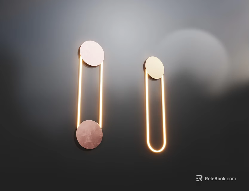 Modern Minimalist Wall Lamps With Circular Design And Warm Golden Light 3d model 