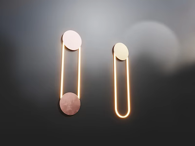 Modern Minimalist Wall Lamps With Circular Design And Warm Golden Light 3d model