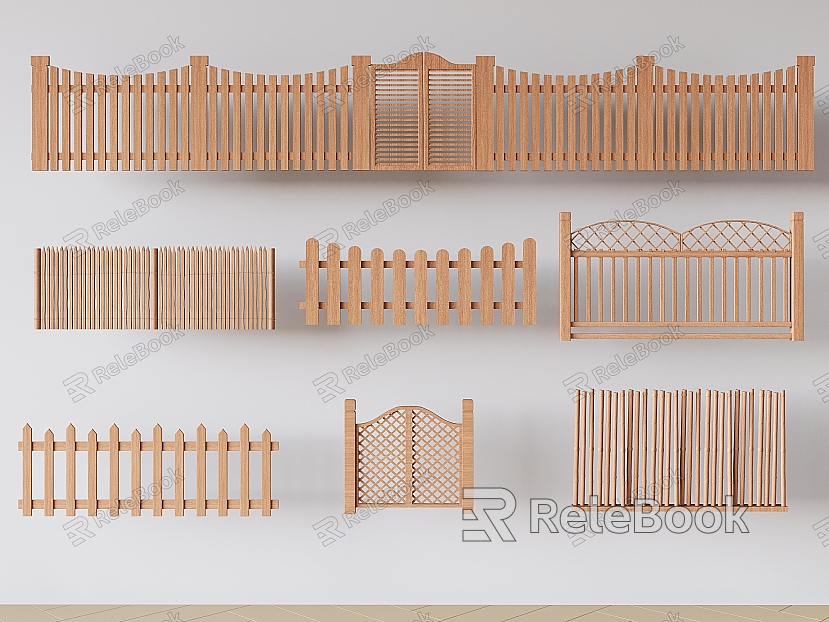 New Railing Guardrail Fence Wooden Fence Grille Solid Wood Railing Wooden Fence Barrier model