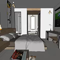 Spacious Hotel Guest Room with Modern Bed TV Balcony Natural Light and Decorative Painting