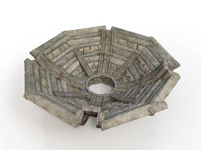 Ancient Octagonal Stone Architectural Structure With Central Circular Hole 3d model