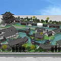 Traditional Chinese Pavilion in Scenic Garden with Pond Water Features and Greenery