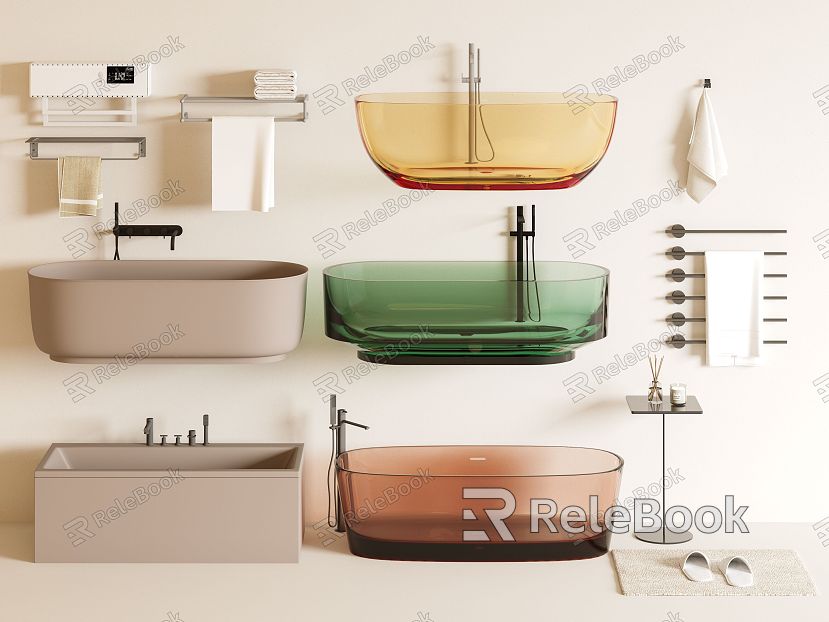 Bath acrylic bathtub towel rack bathroom slippers faucet model