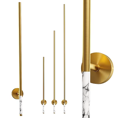 Modern Brass Wall Lamps With Marble Accents And Sleek Cylindrical Design 3d model