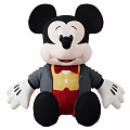 Mickey Mouse Plush Toy With Black Ears Red Bow Tie Gray Coat And Red Pants
