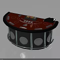 Red Casino Table Furniture With Black Trim Buttons And Chip Areas Round Silver Support