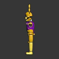 Yellow Wooden Figure With Rabbit Ears And Pink Polka Dot Vest Arms Outstretched