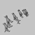 Various Dog Breeds 3D Models Standing Together On White Background 3d model