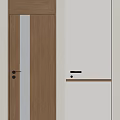 Modern Wooden Hinged Door With Light Colored Panel And Decorative Strip 3d model