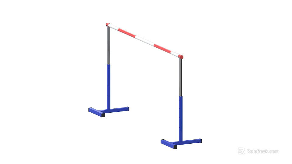 Blue Base Sports Hurdle With Red And White Horizontal Bar For Training 3d model 